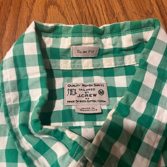 J.Crew Slim Fit Green & White Gingham Button-Down Shirt - size medium - Picture 8 of 8